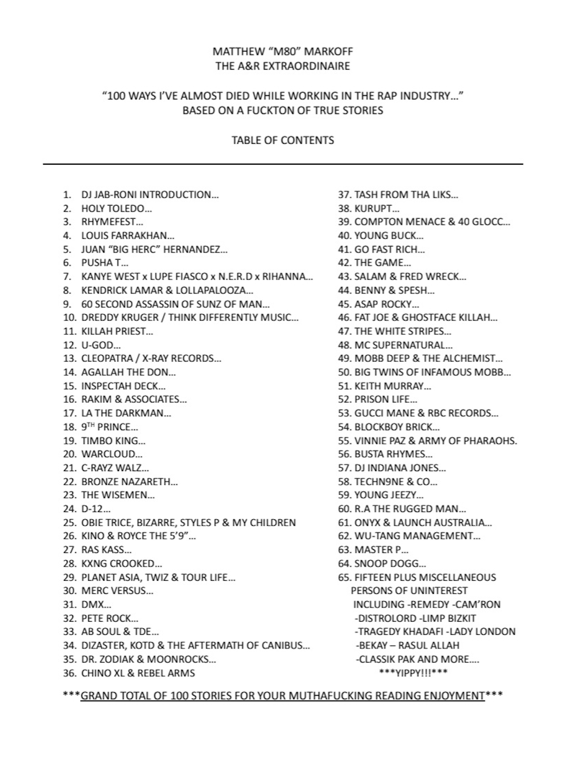 100 Ways I've Almost Died While Working in the Rap Industry...(Hardback Deluxe Bundle)